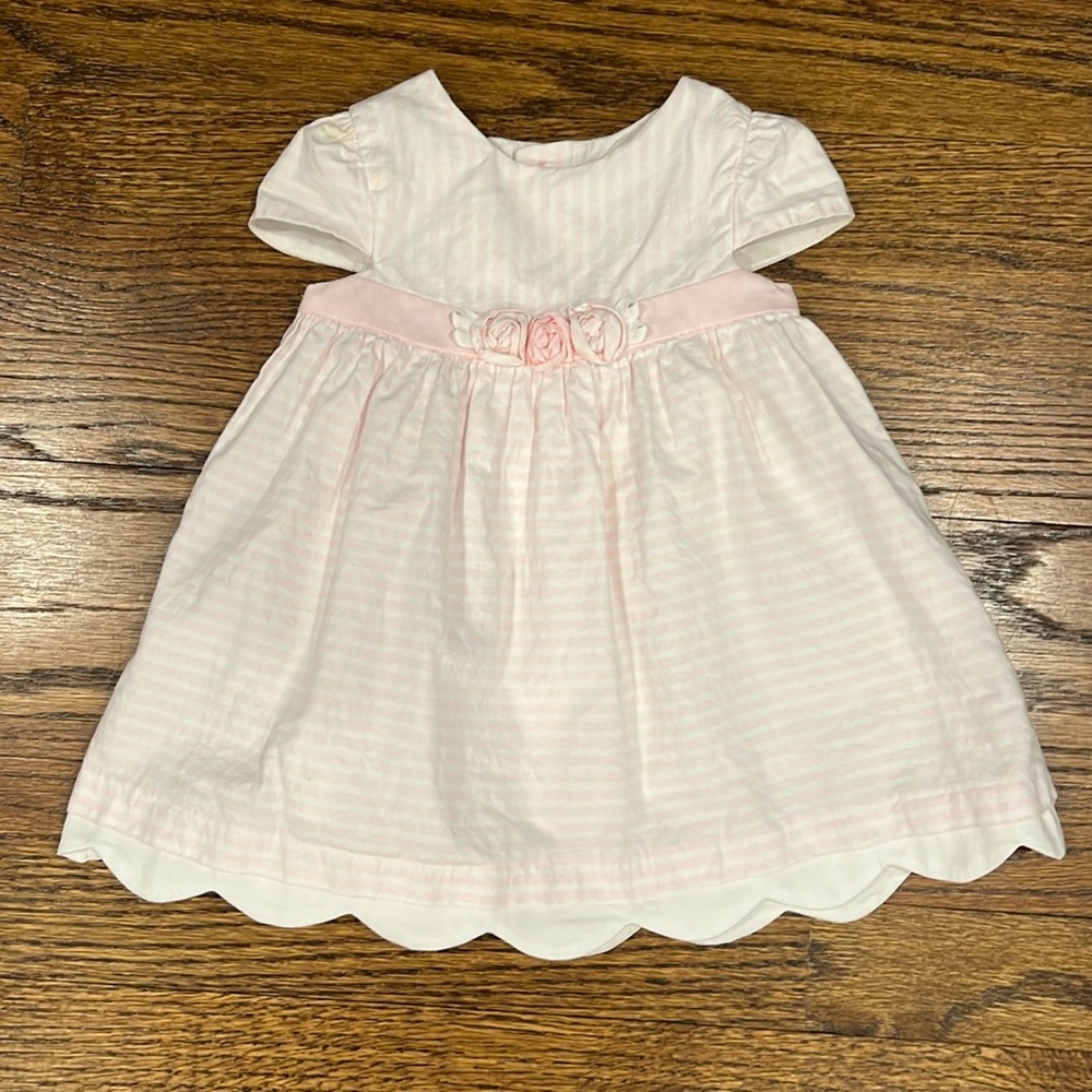 Pink Stripe Mayoral Dress with rose buds